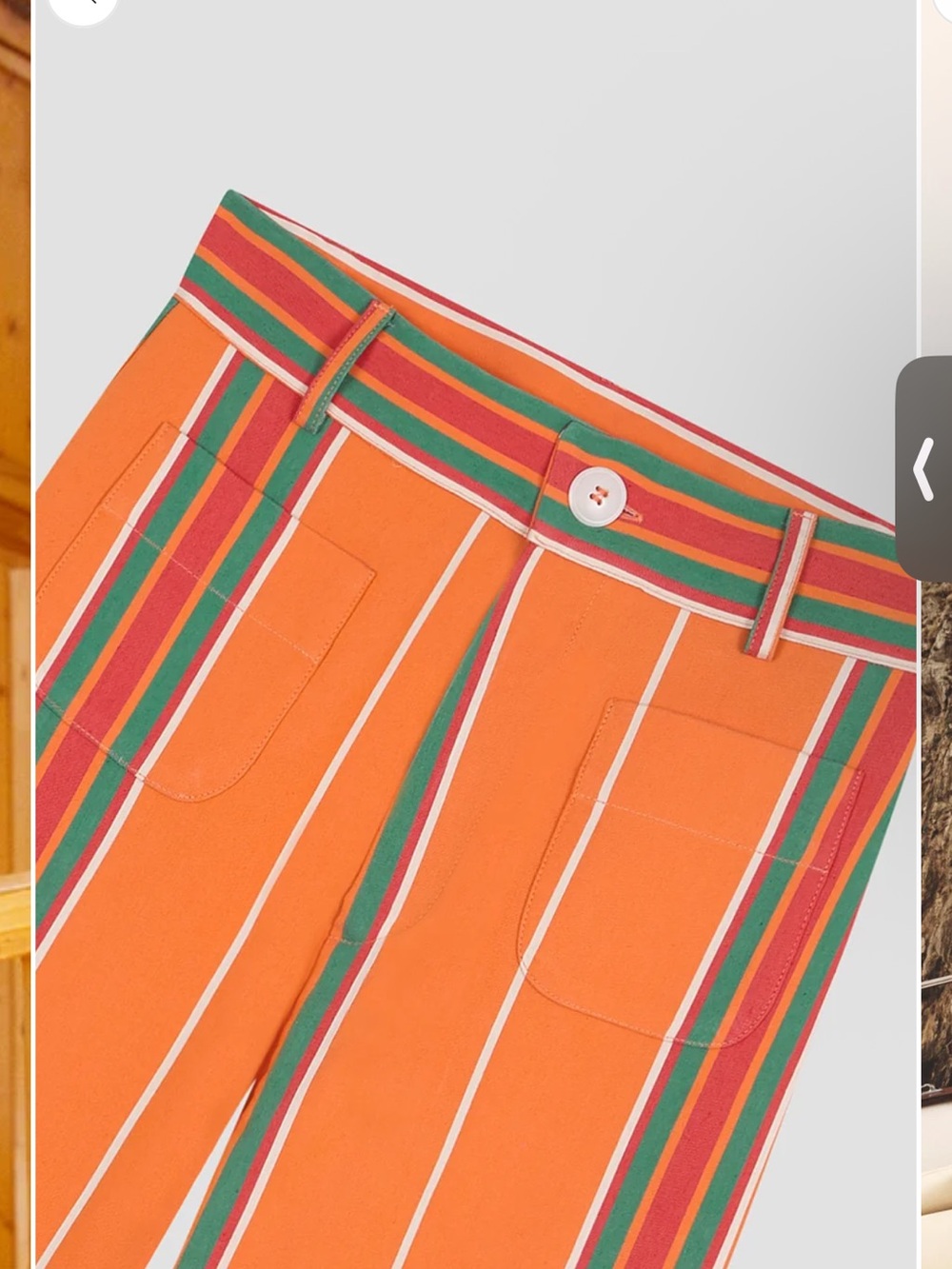 High-Rise Orange Stripe Wide-Leg Pants - Picture 3 of 4